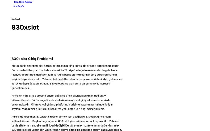 830xslot - Son Giriş Adresi