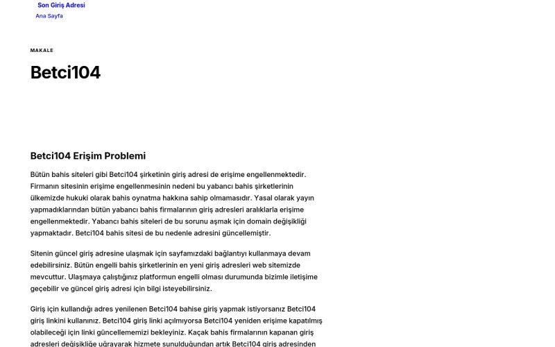 Betci104 - Son Giriş Adresi