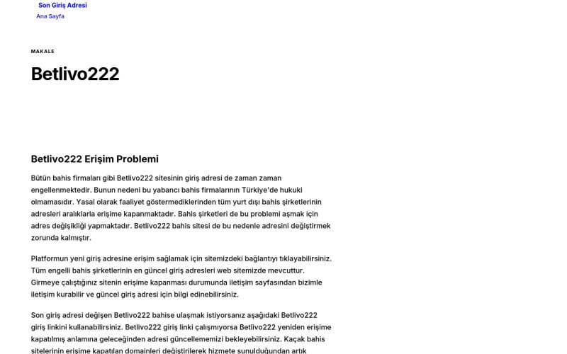 Betlivo222 - Son Giriş Adresi