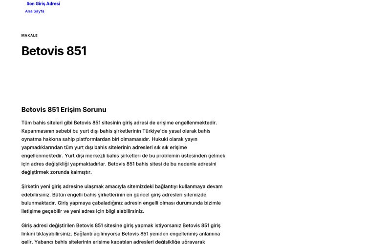 Betovis 851 - Son Giriş Adresi