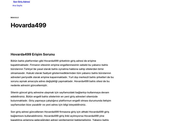 Hovarda499 - Son Giriş Adresi