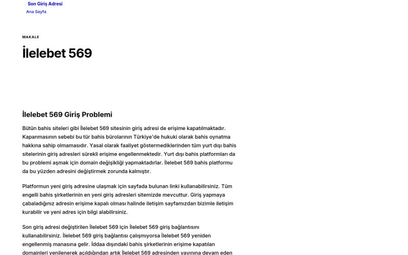 İlelebet 569 - Son Giriş Adresi
