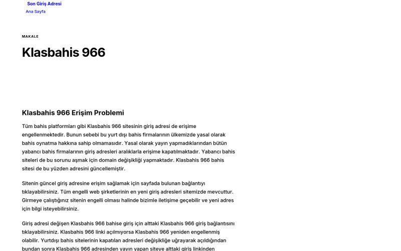 Klasbahis 966 - Son Giriş Adresi