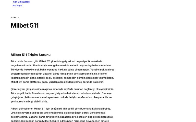 Milbet 511 - Son Giriş Adresi
