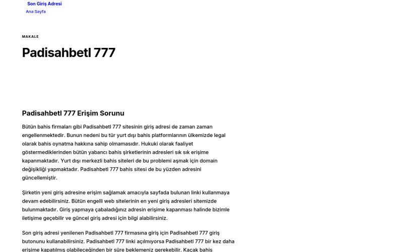 Padisahbetl 777 - Son Giriş Adresi