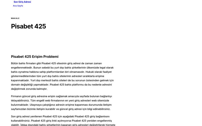 Pisabet 425 - Son Giriş Adresi