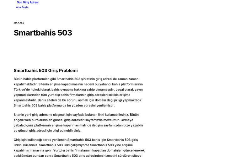 Smartbahis 503 - Son Giriş Adresi