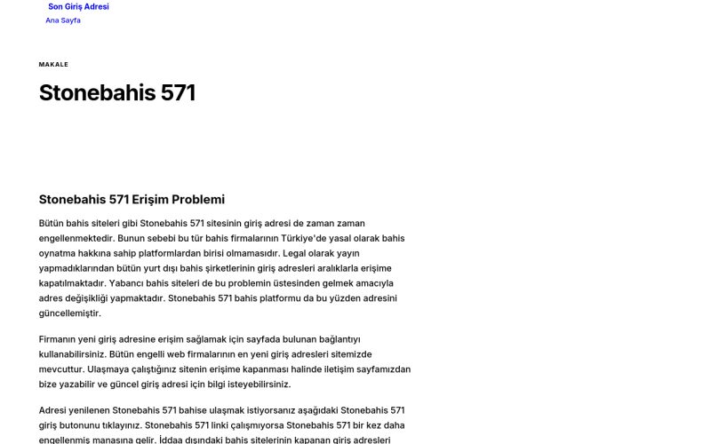 Stonebahis 571 - Son Giriş Adresi