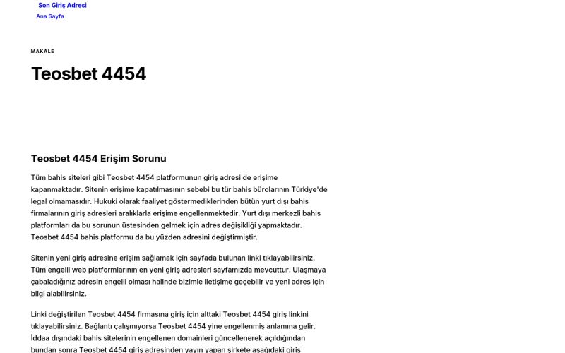 Teosbet 4454 - Son Giriş Adresi