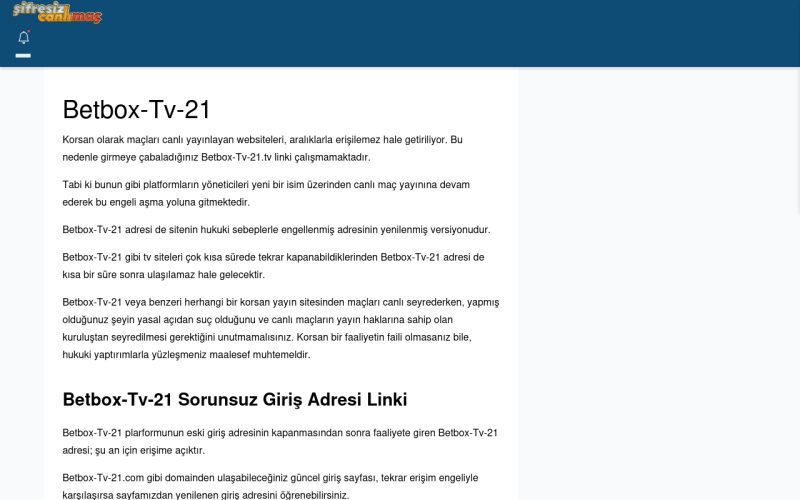 Betbox-Tv-21 Canlı Maç İzle - Şifresiz canlı maç izle