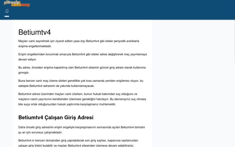Betiumtv4 Canlı Maç İzle - Şifresiz canlı maç izle