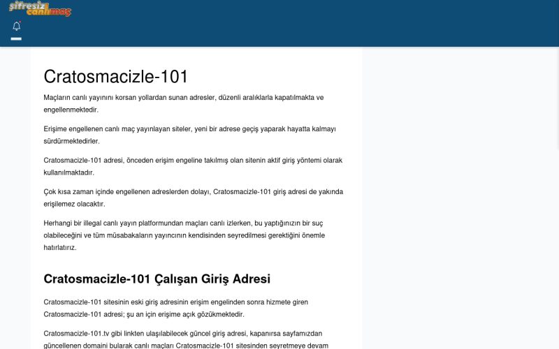 Cratosmacizle-101 Maç İzle - Şifresiz canlı maç izle