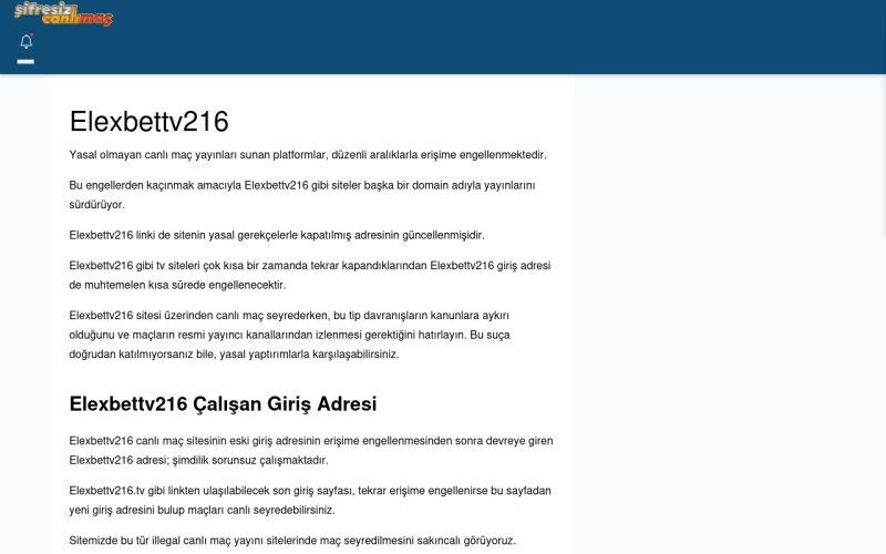 Elexbettv216 Canlı Maç - Şifresiz canlı maç izle