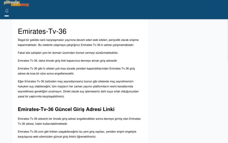 Emirates-Tv-36 Maç İzle - Şifresiz canlı maç izle