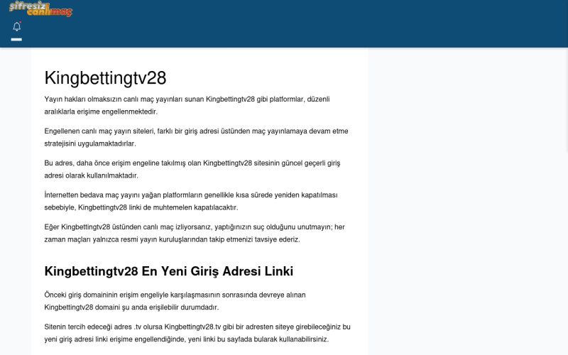 Kingbettingtv28 Giriş Linki - Şifresiz canlı maç izle