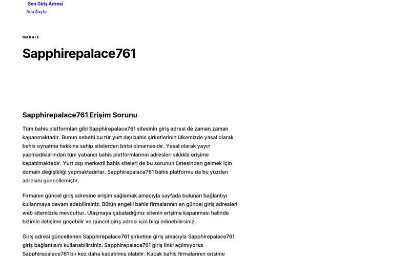 Sapphirepalace761 - Son Giriş Adresi