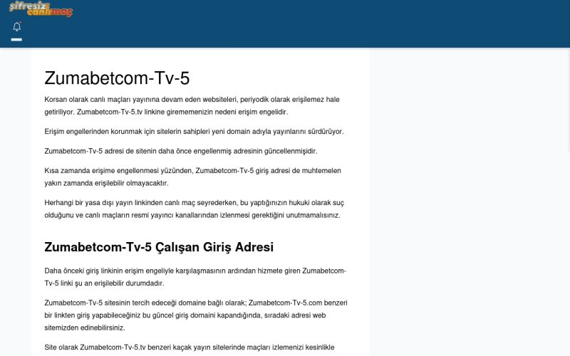 Zumabetcom-Tv-5 Güncel Giriş - Şifresiz canlı maç izle