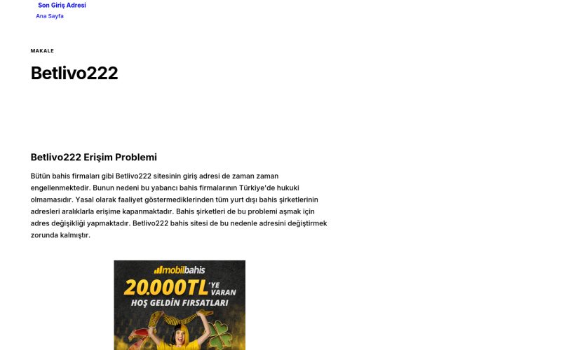 Betlivo222 - Son Giriş Adresi