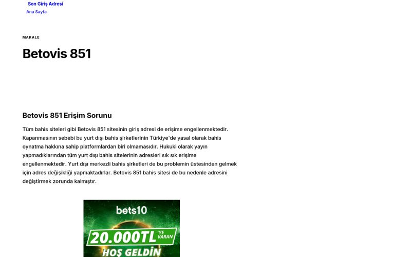 Betovis 851 - Son Giriş Adresi
