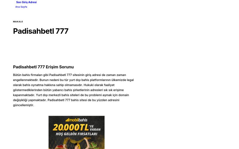 Padisahbetl 777 - Son Giriş Adresi