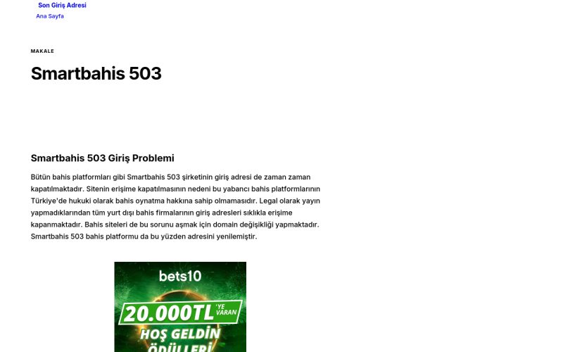 Smartbahis 503 - Son Giriş Adresi