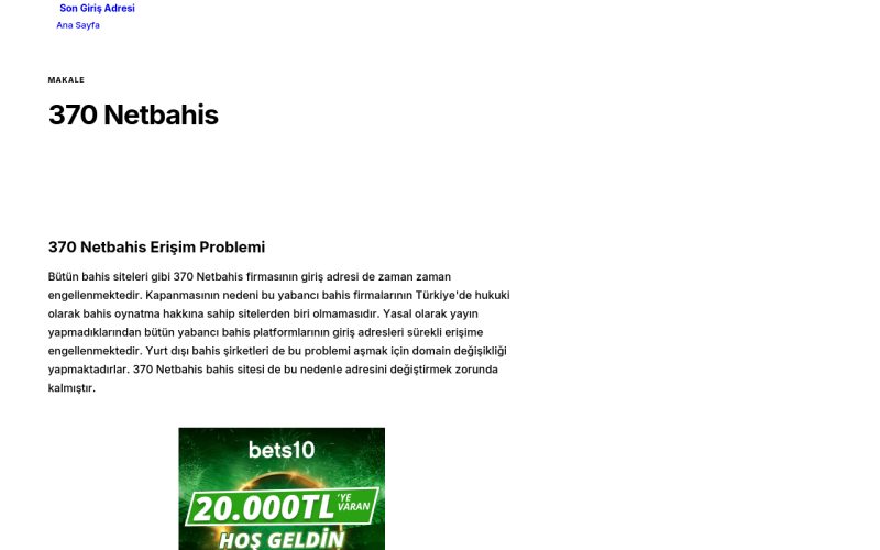 370 Netbahis - Son Giriş Adresi