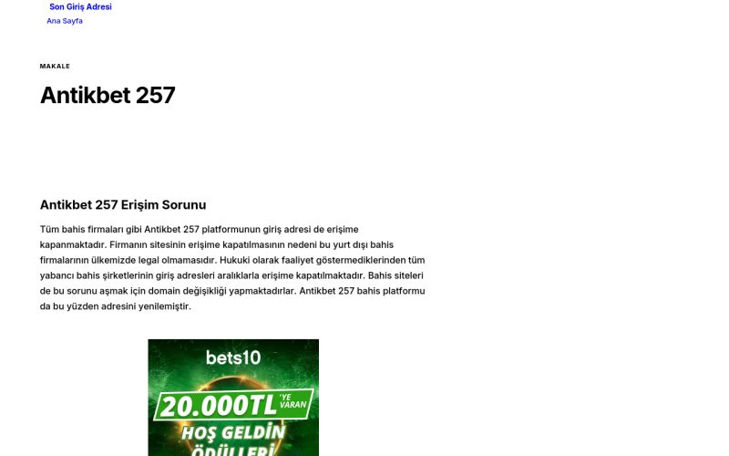 Antikbet 257 - Son Giriş Adresi