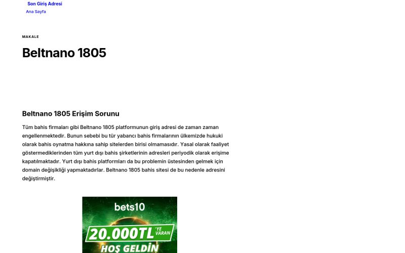 Beltnano 1805 - Son Giriş Adresi
