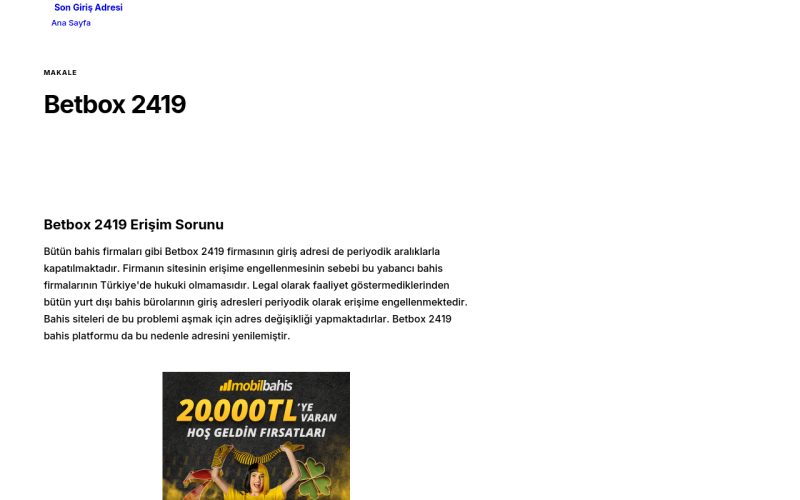 Betbox 2419 - Son Giriş Adresi