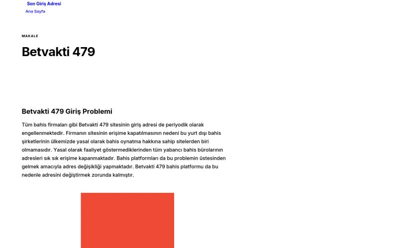 Betvakti 479 - Son Giriş Adresi