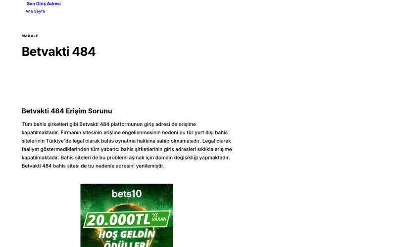 Betvakti 484 - Son Giriş Adresi