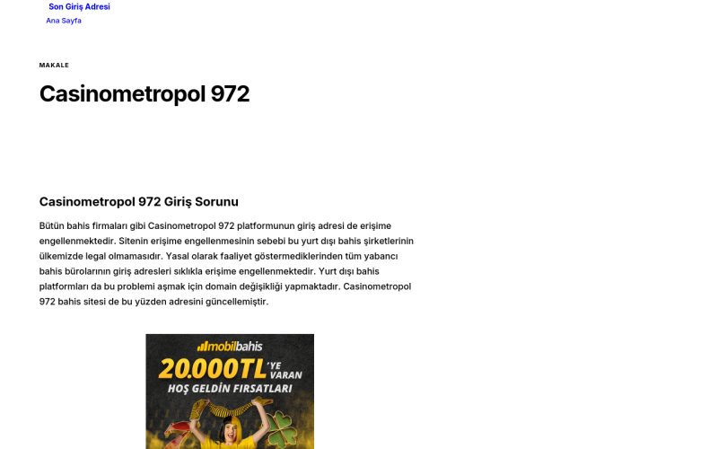 Casinometropol 972 - Son Giriş Adresi