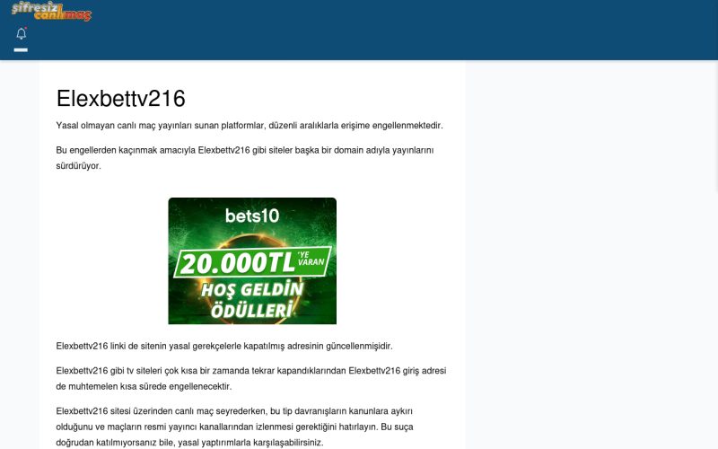 Elexbettv216 Canlı Maç - Şifresiz canlı maç izle