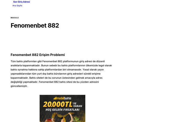 Fenomenbet 882 - Son Giriş Adresi