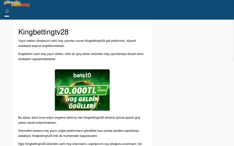 Kingbettingtv28 Giriş Linki - Şifresiz canlı maç izle