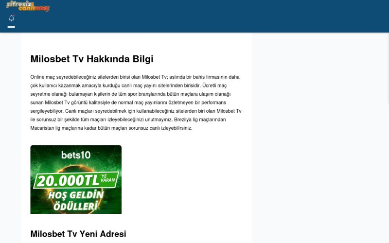 Milosbet Tv Tv İzle