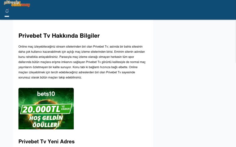 Privebet Tv TV Maç Yayınları