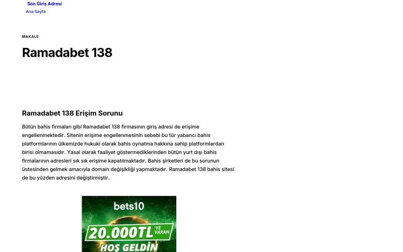 Ramadabet 138 - Son Giriş Adresi
