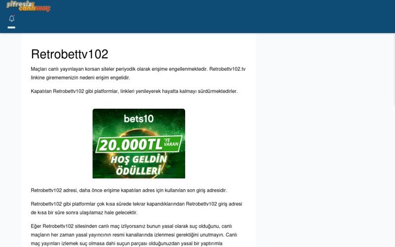 Retrobettv102 Giriş Linki