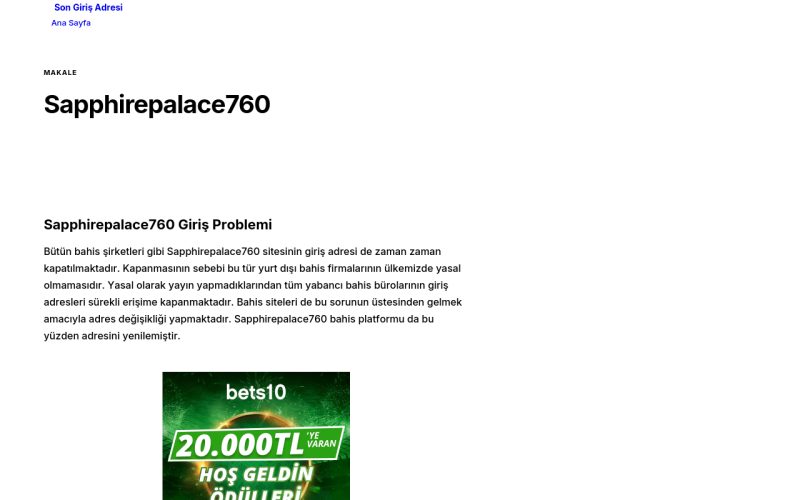 Sapphirepalace760 - Son Giriş Adresi