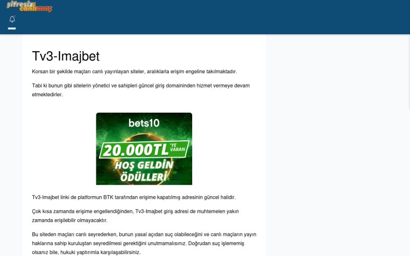 Tv3-Imajbet Giriş Adresi Linki