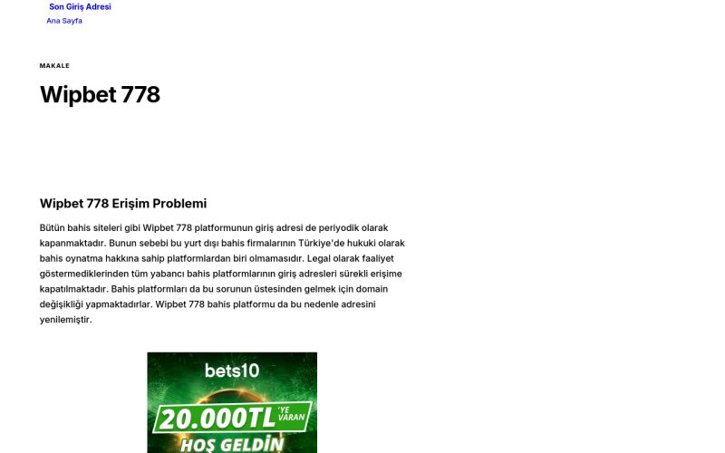 Wipbet 778 - Son Giriş Adresi