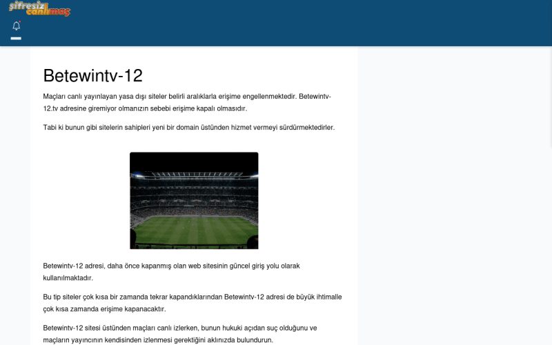 Betewintv-12 Canlı Maç İzle - Şifresiz canlı maç izle