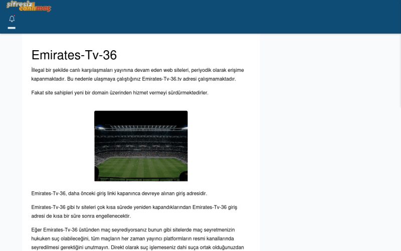 Emirates-Tv-36 Maç İzle - Şifresiz canlı maç izle