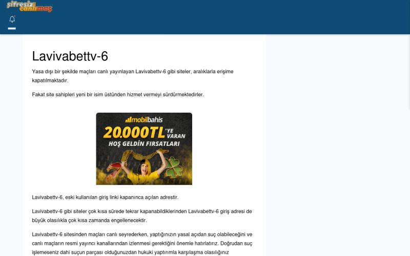 Lavivabettv-6 Güncel Giriş - Şifresiz canlı maç izle