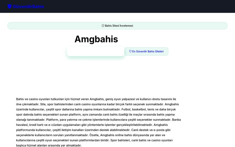 Amgbahis - Bahis Sitesi İncelemesi