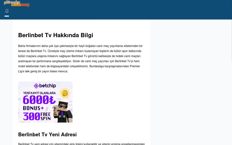 Berlinbet Tv TV Maç Yayınları