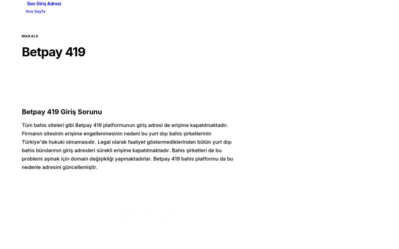 Betpay 419 - Son Giriş Adresi