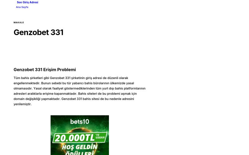 Genzobet 331 - Son Giriş Adresi