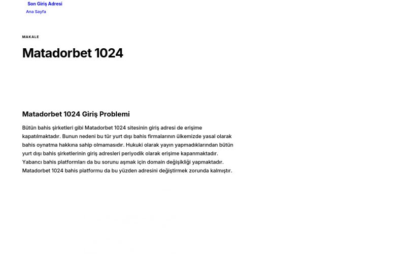 Matadorbet 1024 - Son Giriş Adresi